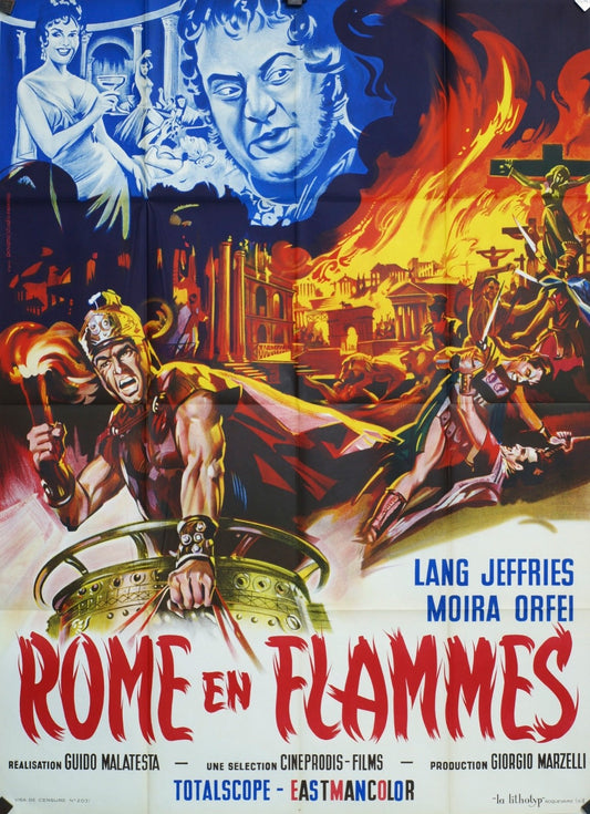 ROME EN FLAMMES LANG JEFFRIES MOVIE POSTER ORIGINAL 120x160