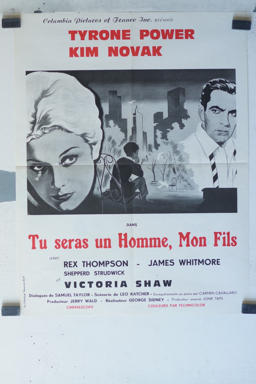 TU SERAS UN HOMME , MON FILS MOVIE POSTER ORIGINAL 50x66 Tyrone power ,Kim Novak