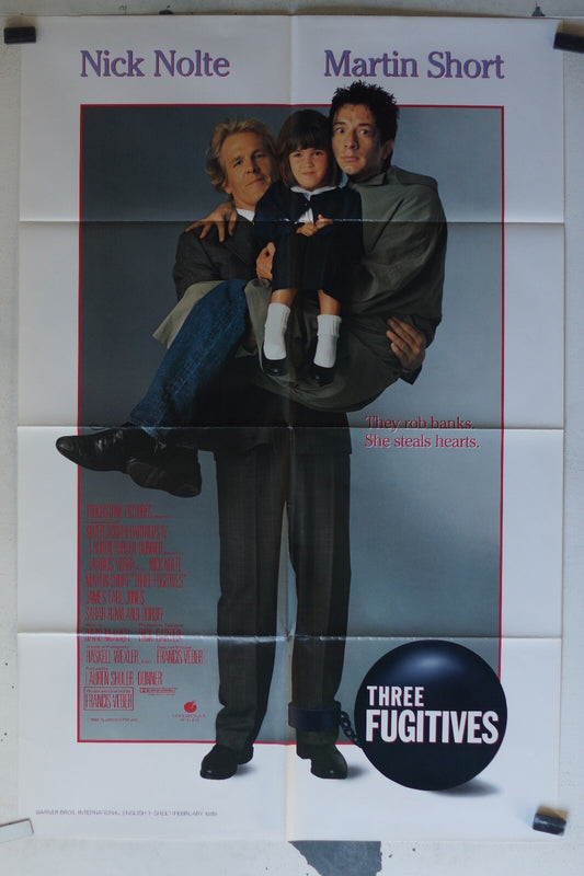 THREE FUGITIVES ORIGINAL MOVIE POSTER 70x103 Nick Nolte , Martin Short 