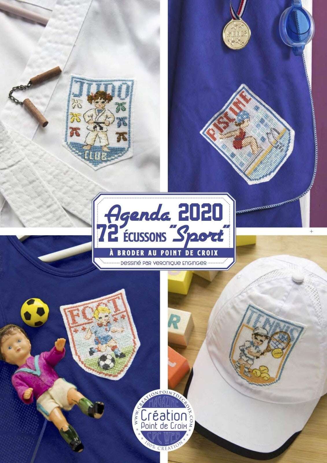 Agenda 2020 sports au point de croix "les écussons" FRENCH VERSION CROSS STITCH