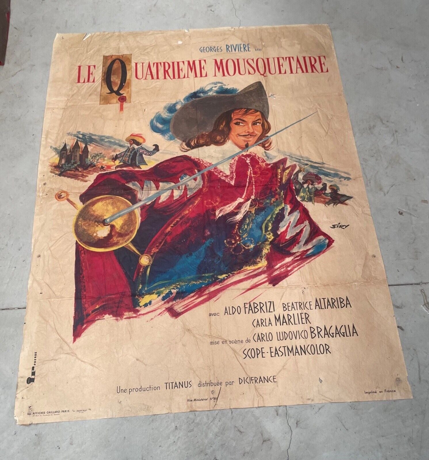 LE QUATRIÈME MOUSQUETAIRE MOVIE POSTER ORIGINAL (120x160) ALDO FABRIZI