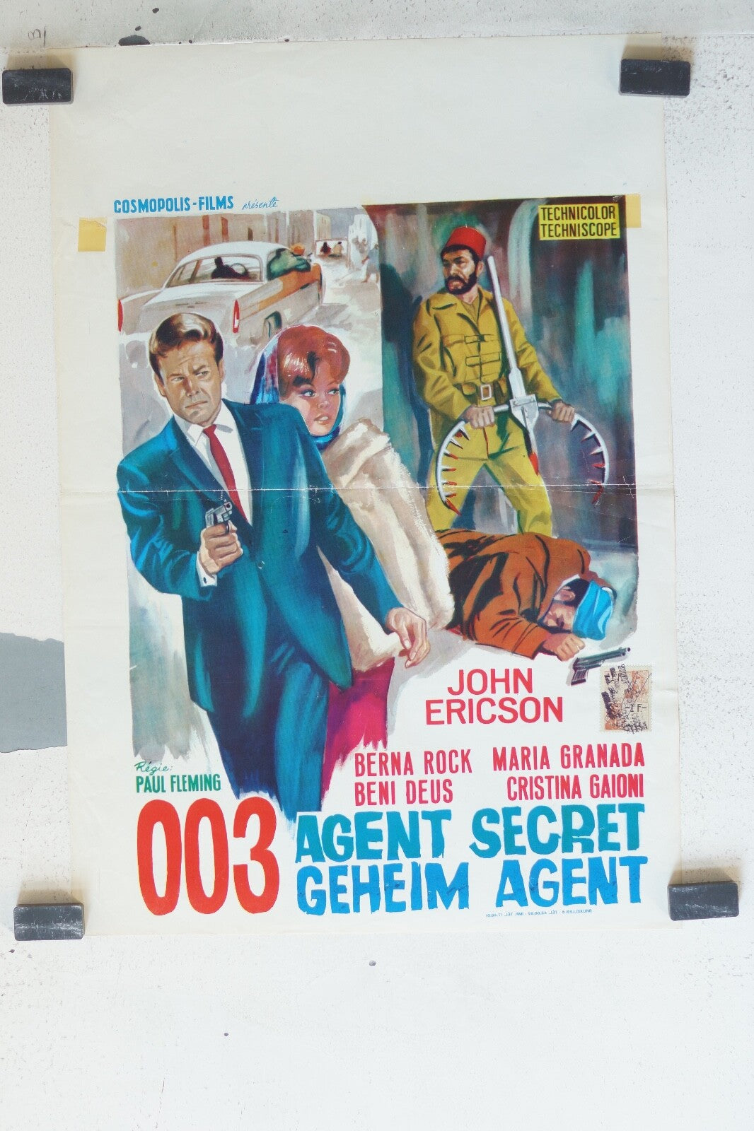 003 AGENT SECRET,BELGE MOVIE POSTER ORIGINAL 35x55 Hohn Ericson , Berna Rock 