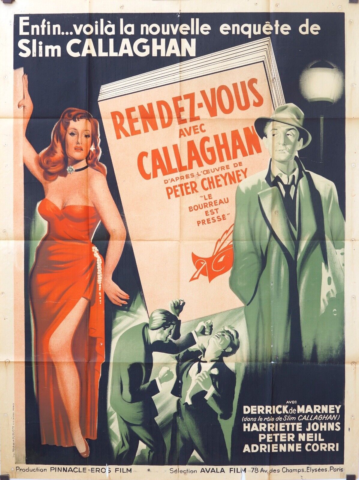 RENDEZ-VOUS AVEC CALLAGHAN MOVIE POSTER ORIGINAL 120x160 DERRICK DE MARNEY