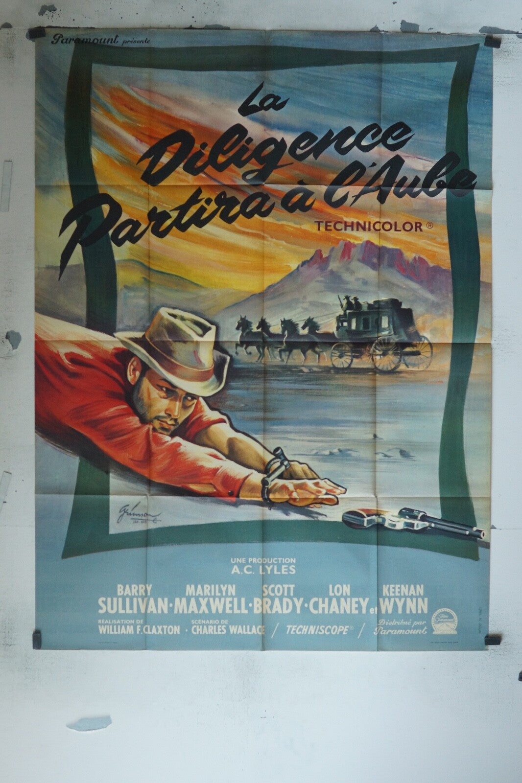 LA DILIGENCE PARTIRA À L’AUBE MOVIE POSTER ORIGINAL 120x160 BARRY SULLIVAN