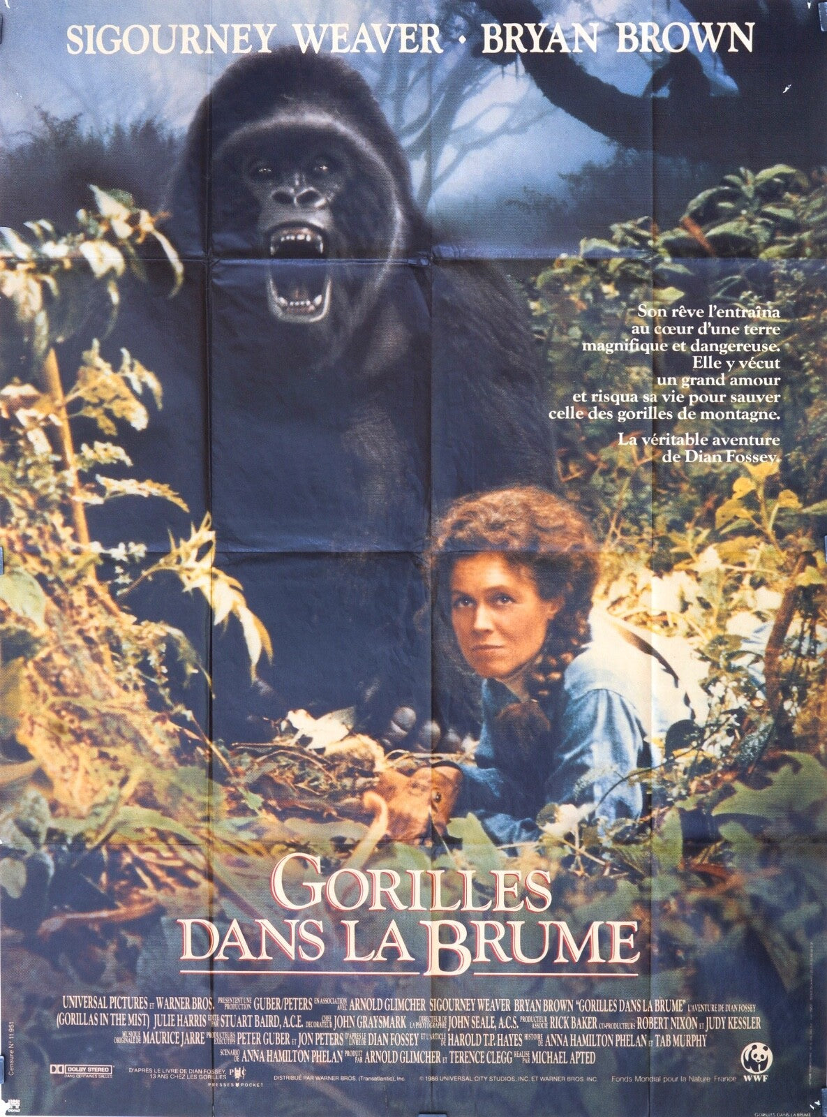 GORILLES DANS LA BRUME MOVIE POSTER ORIGINAL 120x160  SIGOURNEY WEAVER