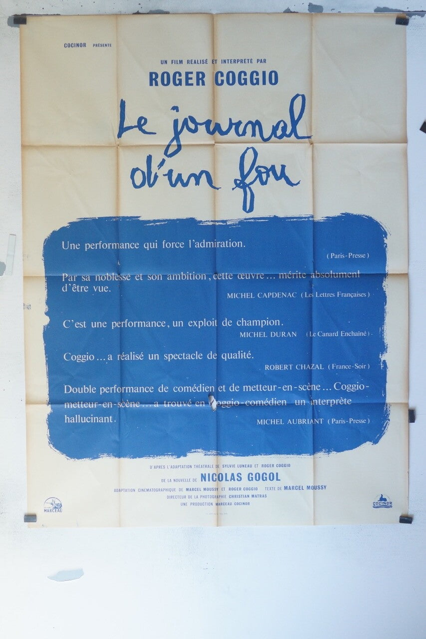 LE JOURNAL D’UN FOU MOVIE POSTER ORIGINAL 120x160 MARCEL MOUSSY ET ROGER GOGGIO