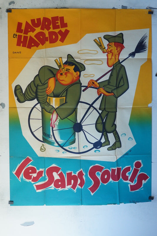 LES SANS SOUCIS MOVIE POSTER ORIGINAL 120x160 LAUREL ET HARDY