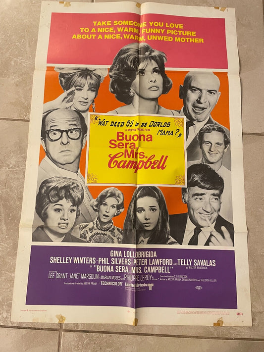 BUONA SERA, MRS CAMPBELL (70X100) ORIGINAL MOVIE POSTER GINA LOLLOBRIDGIDA
