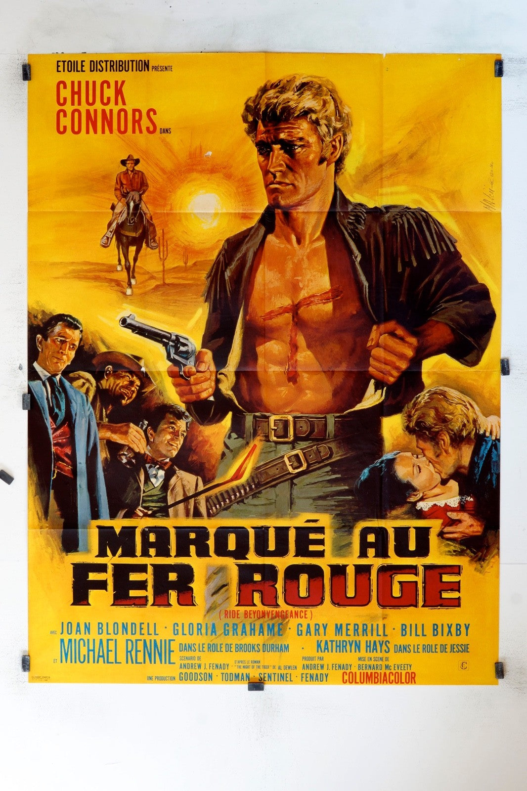 MARQUÉ AU FER ROUGE CHUCK CONNORS MOVIE POSTER ORIGINAL 120X160