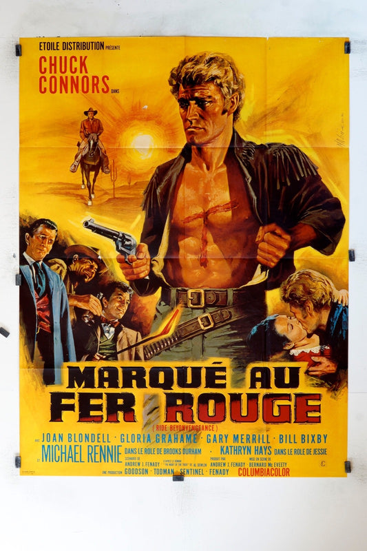 MARQUÉ AU FER ROUGE CHUCK CONNORS MOVIE POSTER ORIGINAL 120X160