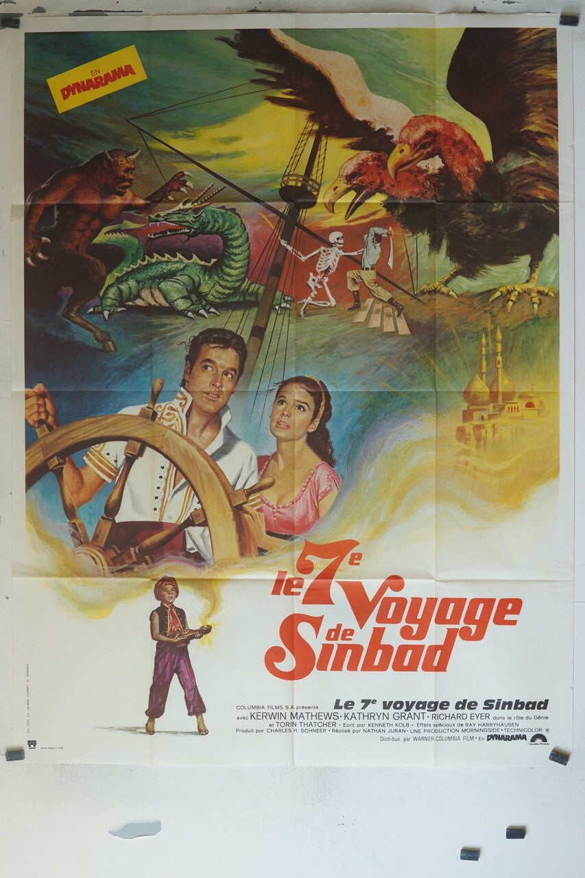 LE 7 EME VOYAGE DE SINBAD MOVIE POSTER ORIGINAL 120x160 KERWIN MATHEWS – KATHRYN