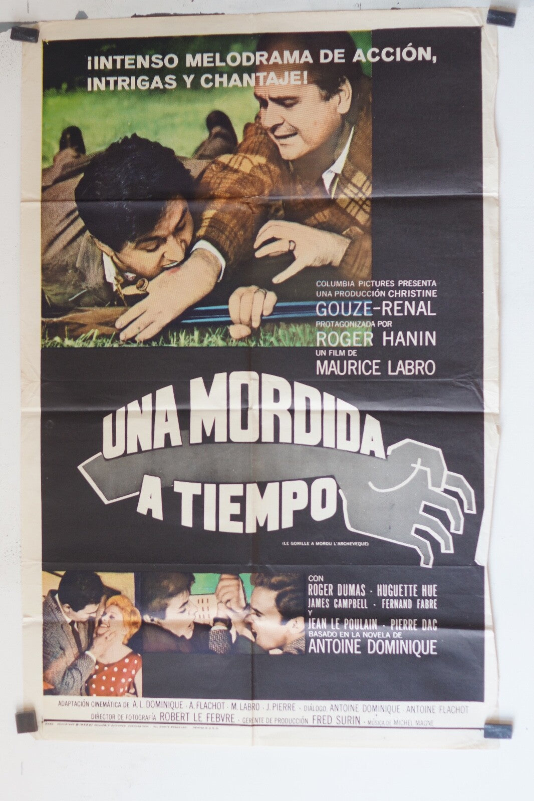 UNA MORDIDA A TIEMPO, 1962, 70 X 100 ORIGINAL MOVIE POSTER ROGER DUMAS,