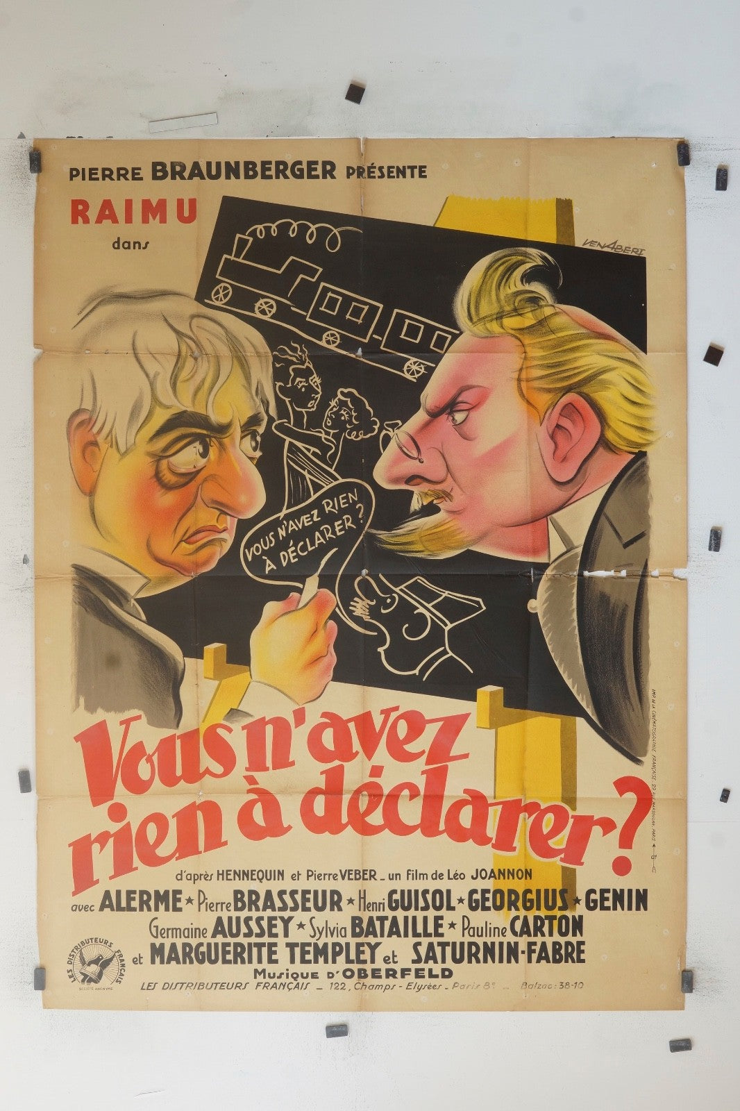 VOUS N’AVEZ RIEN À DÉCLARER  RAIMU MOVIE POSTER ORIGINAL 120x160
