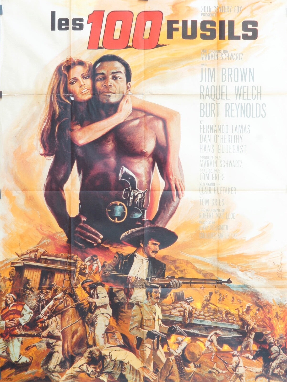 LES 100 FUSILS POSTER ORIGINAL 120x160 JIM BROWN
