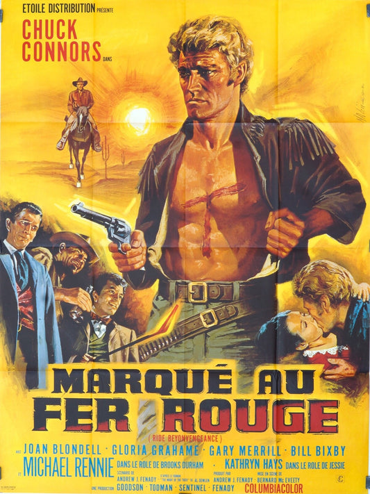 MARQUÉ AU FER ROUGE MOVIE POSTER ORIGINAL 120x160 CHUCK CONNORS