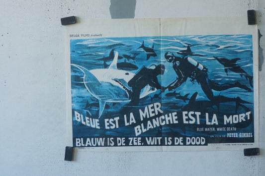 BLEUE EST LA MER BLANCHE EST LA MORT (1971) POSTER ORIGINAL 56x37 PETER GIMBEL