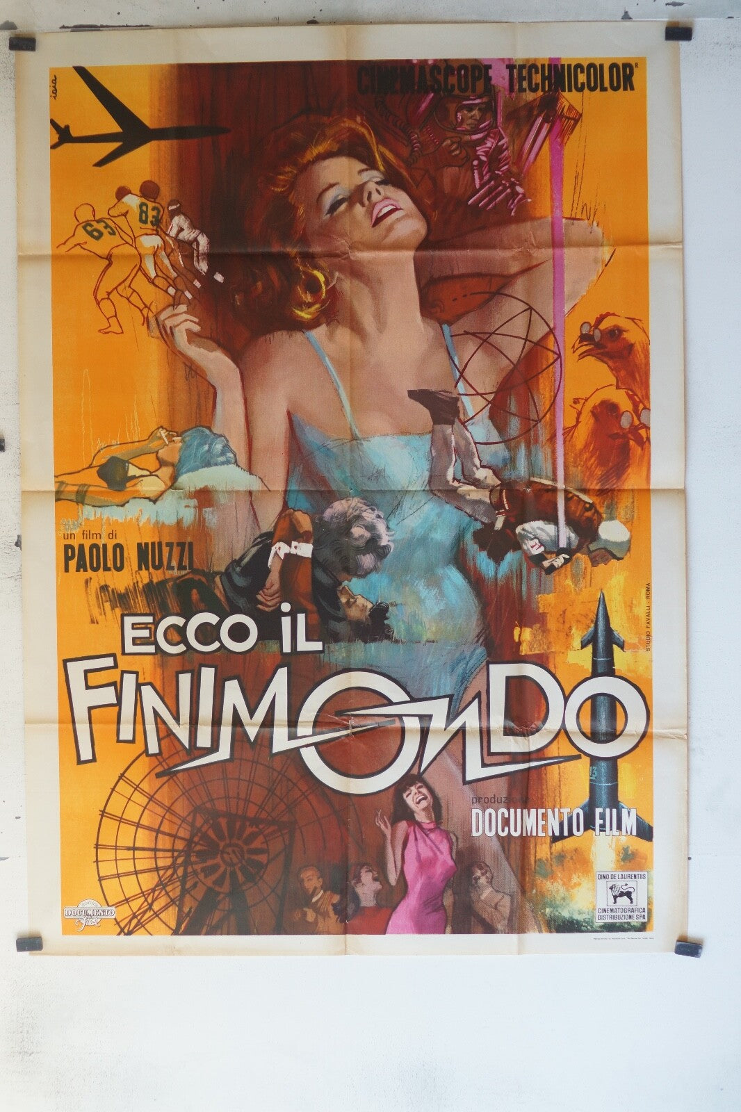 ECCO IL FINIMONDO MOVIE POSTER ORIGINAL 54x36 Mario Gallo , Luigi Latini de marc