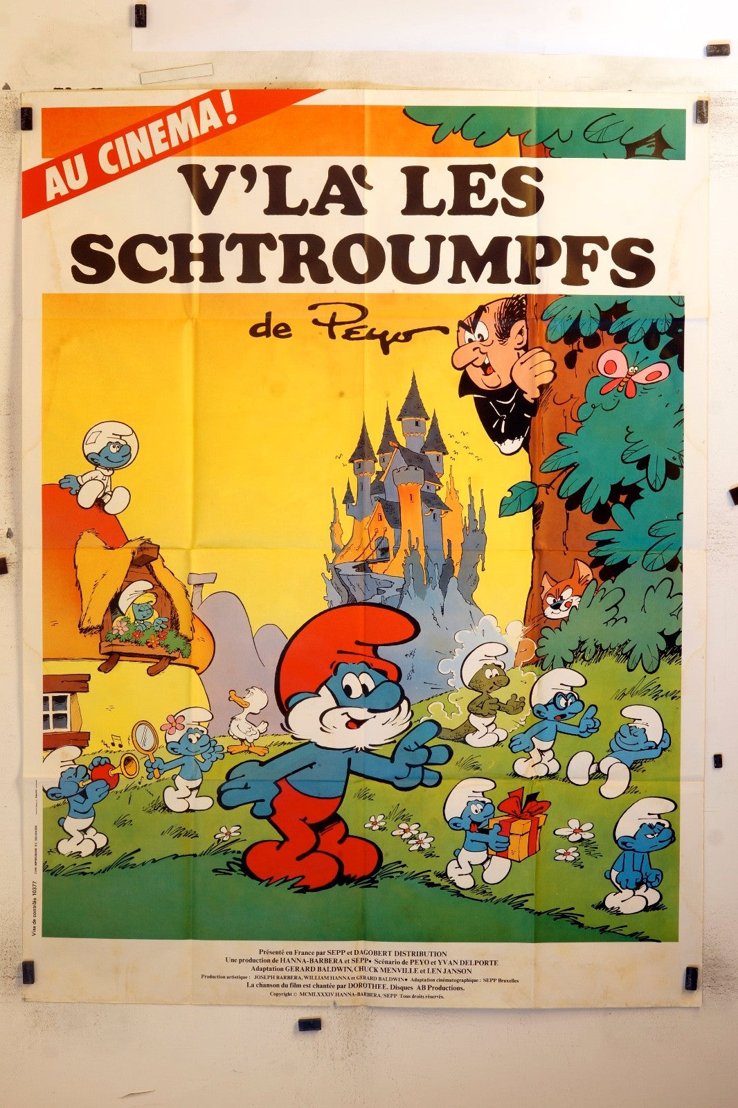 V’LA’ LES SCHTROUMPFS PEYO MOVIE POSTER ORIGINAL120x160