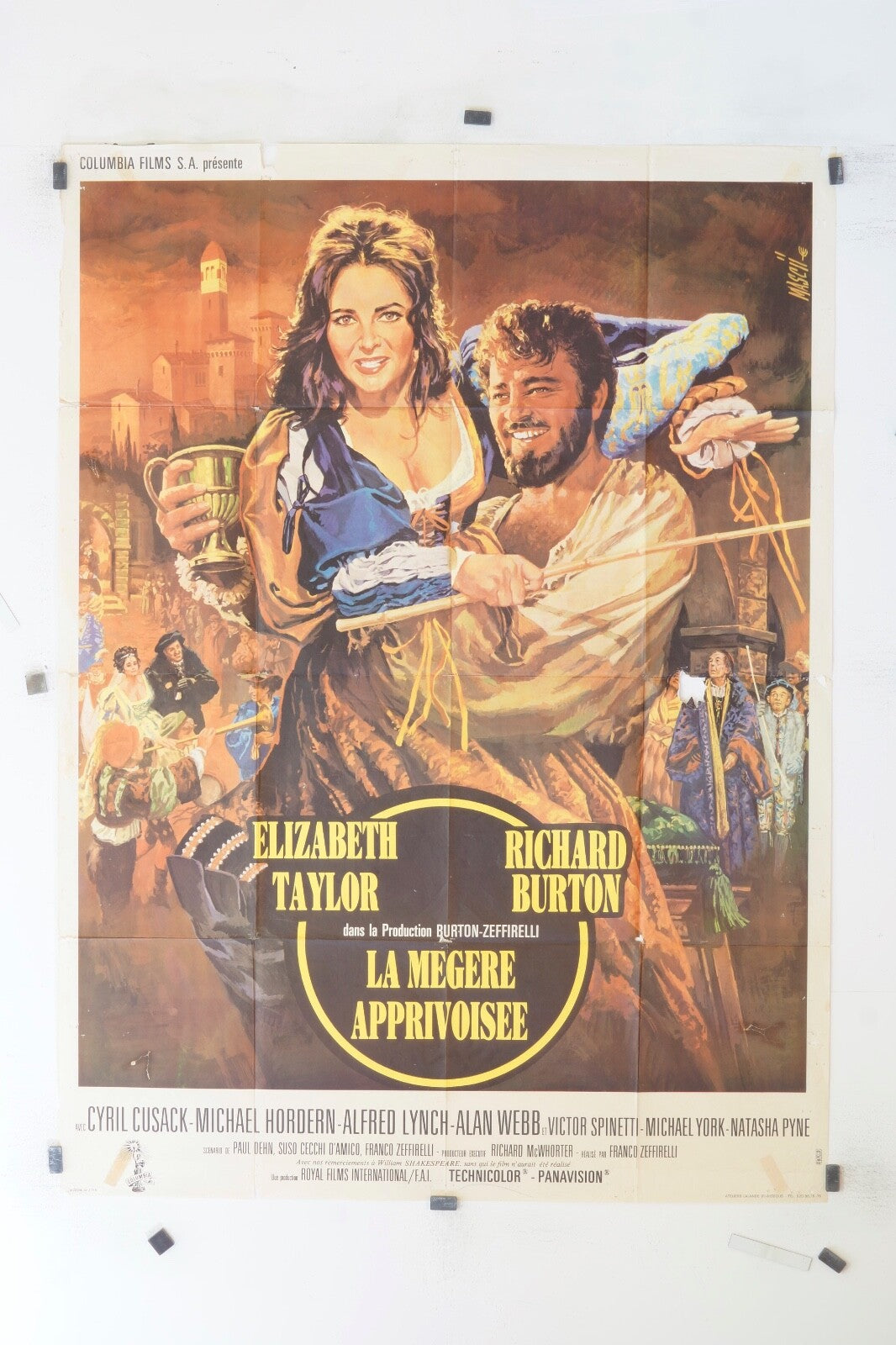 LA MÉGÈRE APPRIVOISÉE ELIZABETH TAYLOR MOVIE POSTER ORIGINAL 120x160