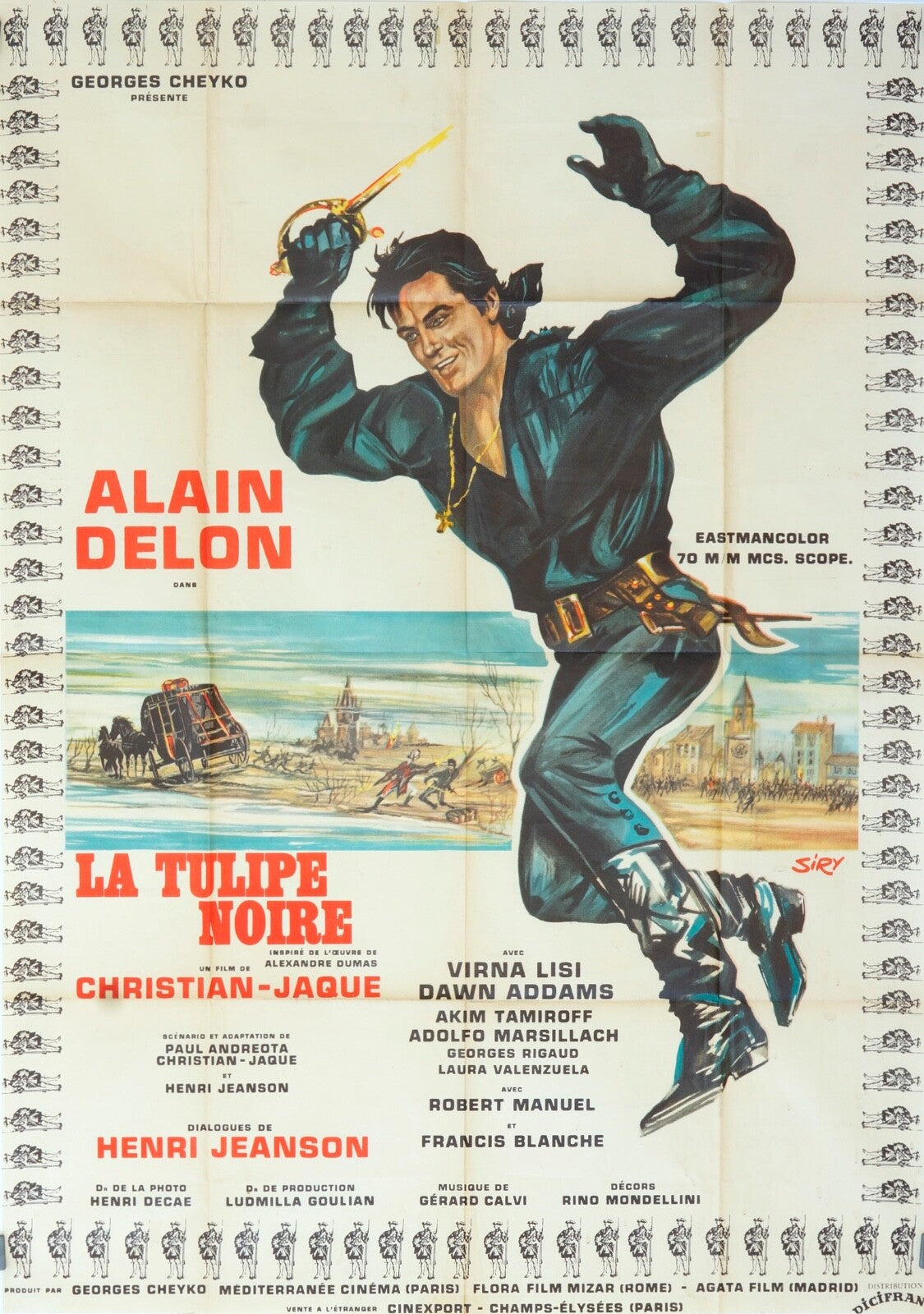 LA TULIPE NOIRE MOVIE POSTER ORIGINAL 120x160 ALAIN DELON