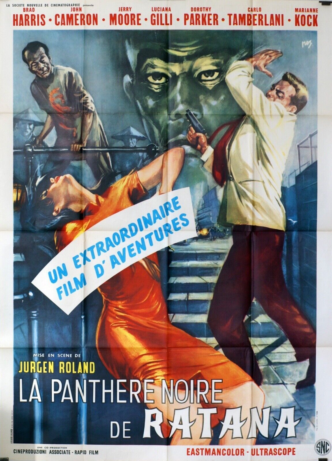 LA PANTHÈRE NOIRE DE RATANA MOVIE POSTER ORIGINAL 120x160 BRAD HARRIS