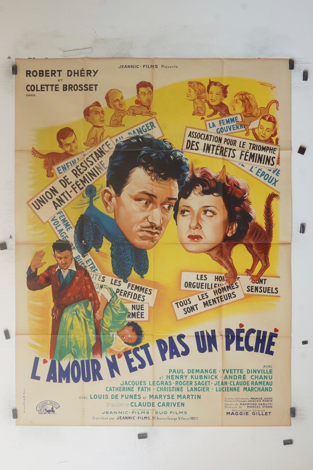 L’AMOUR N’EST PAS UN PÉCHÉ  ROBERT DHÉRY MOVIE POSTER ORIGINAL 120x160