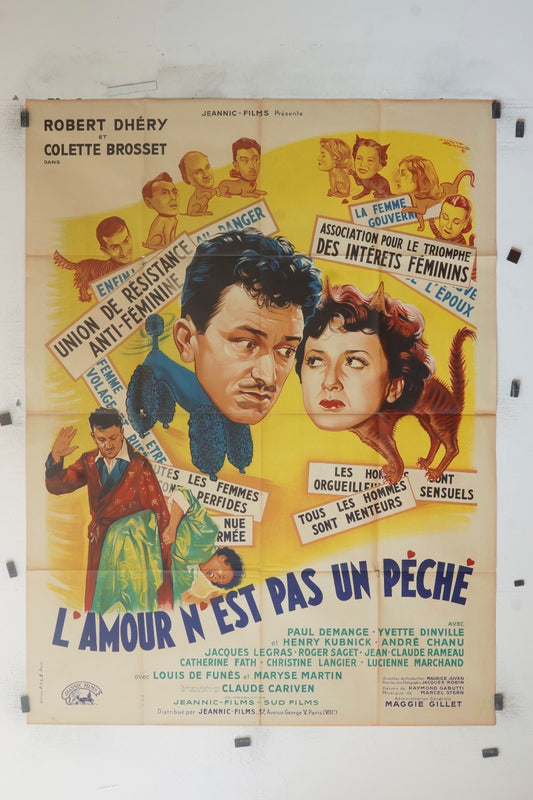 L’AMOUR N’EST PAS UN PÉCHÉ  ROBERT DHÉRY MOVIE POSTER ORIGINAL 120x160