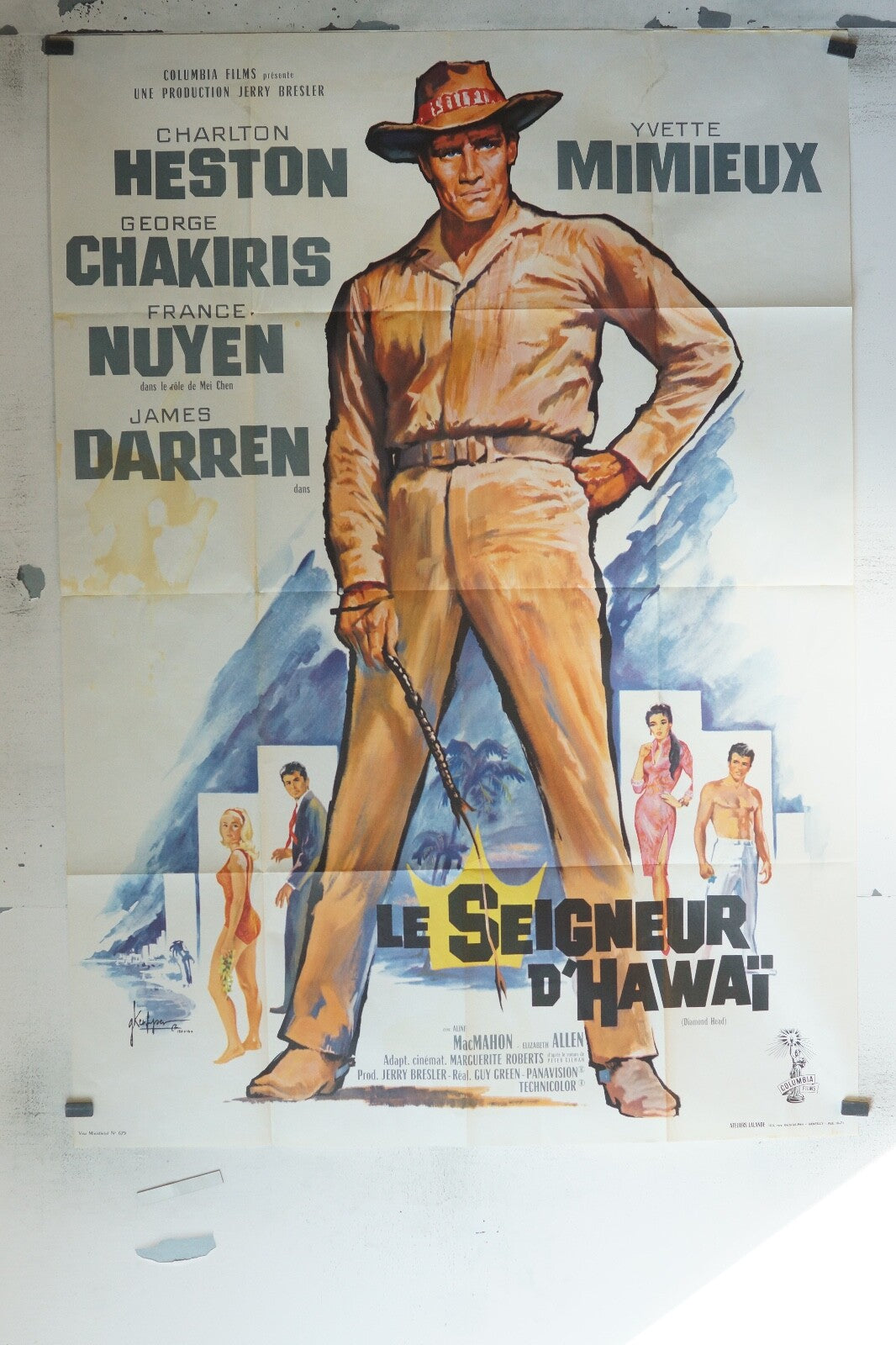 LE SEIGNEUR D’HAWAÏ MOVIE POSTER ORIGINAL 120x160 CHARLTON HESTON