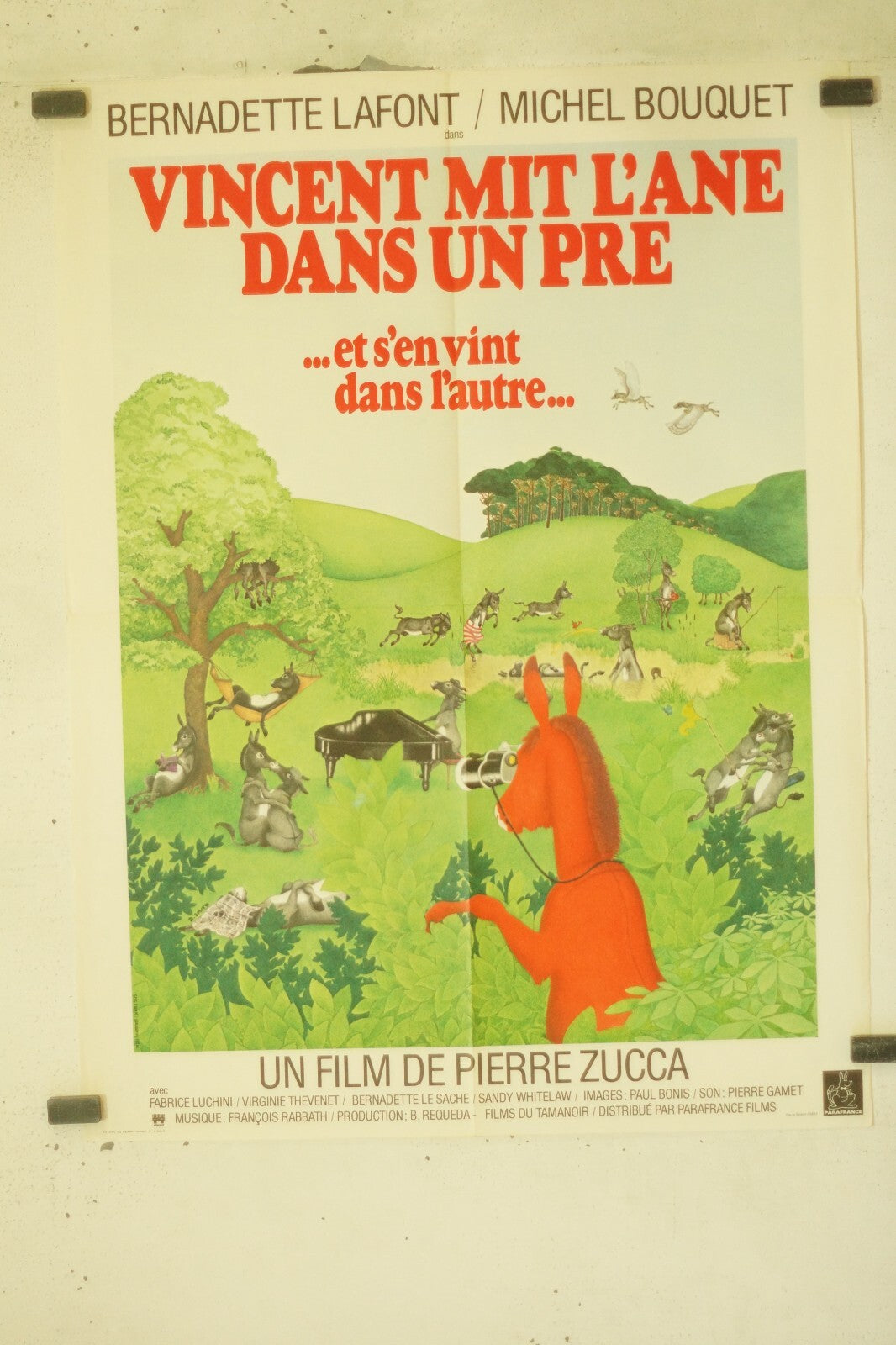 VINCENT MIT L’ANE DANS UN PRÉ… MOVIE POSTER ORIGINAL (60X80) BERNADETTE LAFONT