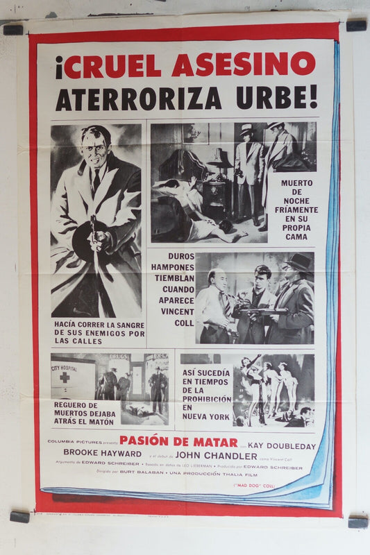 PASSION DE MATAR (MAD DOG COLL), 1961, 70 X 100 ORIGINAL MOVIE POSTER BROOKE