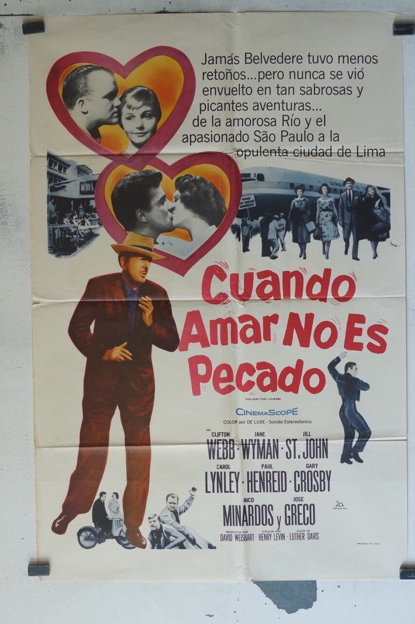 CUANDO AMAR NO ES PECADO (1959) ORIGINAL MOVIE POSTER 70x100 CLIFTON WEBB – JANE