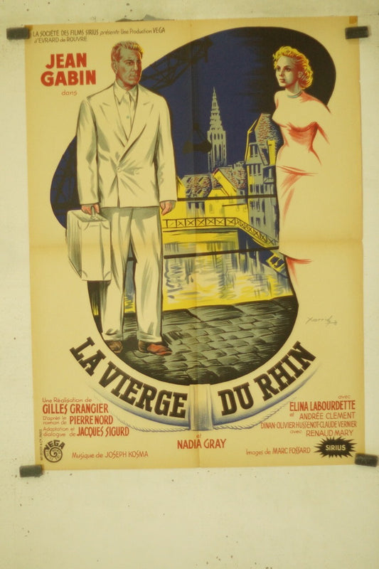 LA VIERGE DU RHIN MOVIE POSTER ORIGINAL (60X80) JEAN GABIN – GILLES GRANGIER