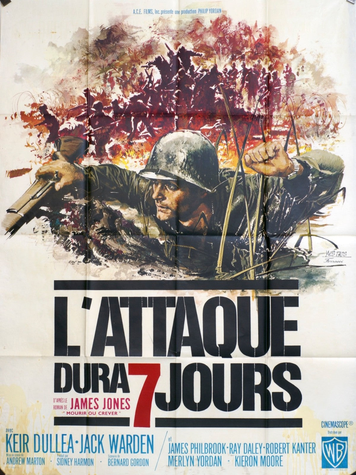 L’ATTAQUE DURA 7 JOURS KEIR DULLEA MOVIE POSTER ORIGINAL 120x160