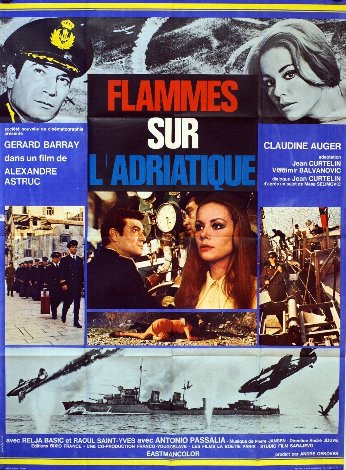 FLAMMES SUR L’ADRIATIQUE Original Movie Poster 120X160 GERARD BARRAY