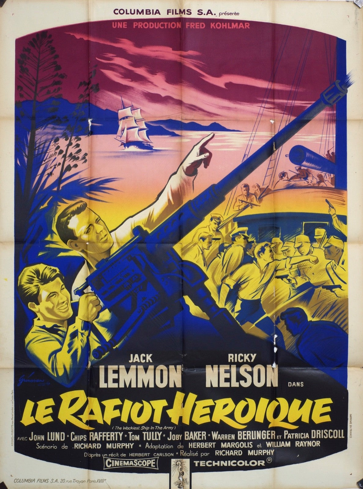LE RAFIOT HEROIQUE  JACK LEMMON MOVIE POSTER ORIGINAL 120x160