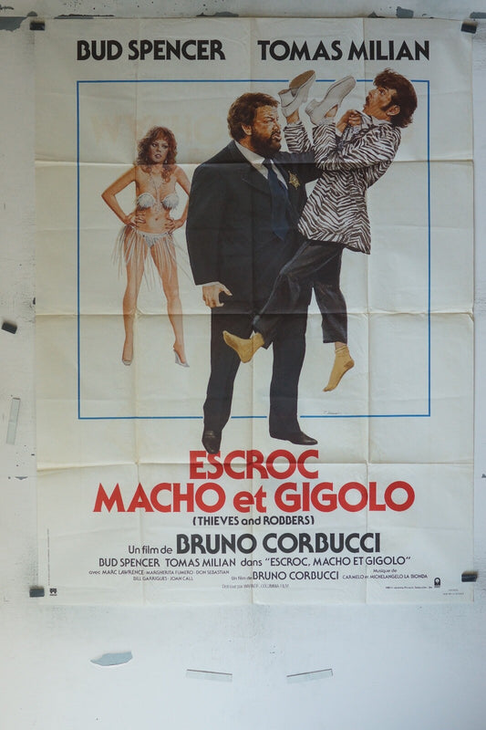 ESCROC MACHO ET GIGOLO, POSTER ORIGINAL 120x160 , BUD SPENCER