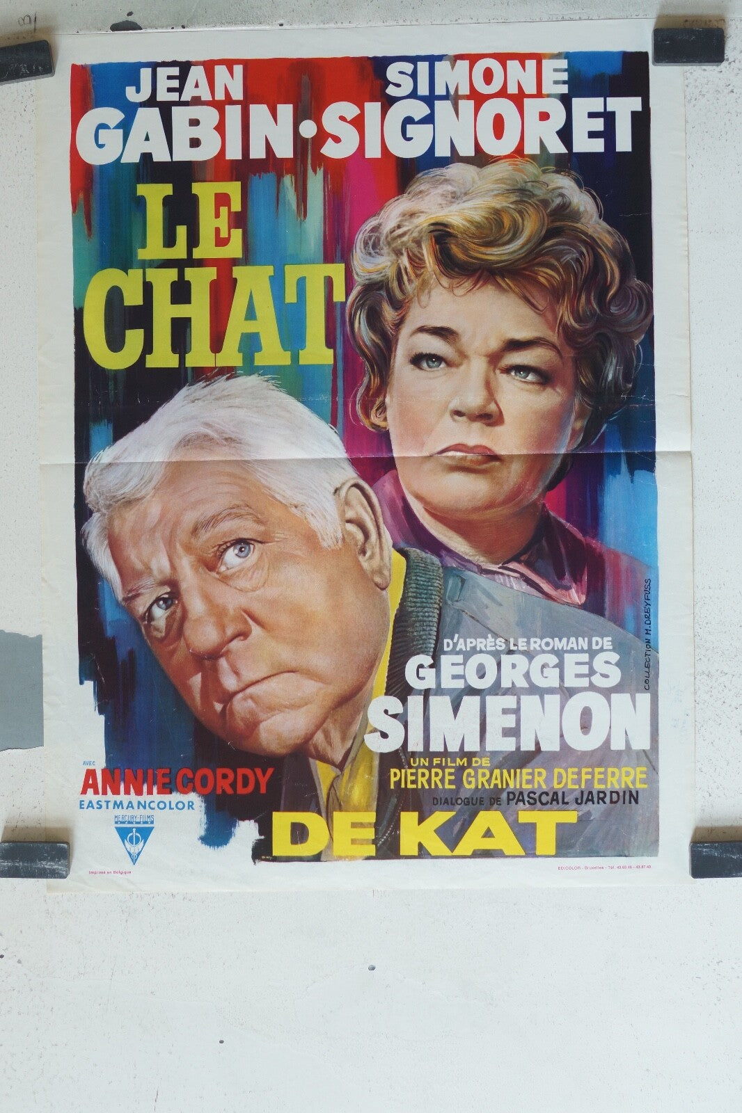 CHAT (LE) POSTER ORIGINAL 48x37 Jean Gabin , Simone Signoret