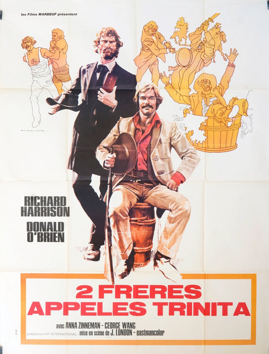 2 FRÈRES APPELES TRINITA MOVIE POSTER ORIGINAL 120x160 RICHARD HARRISON