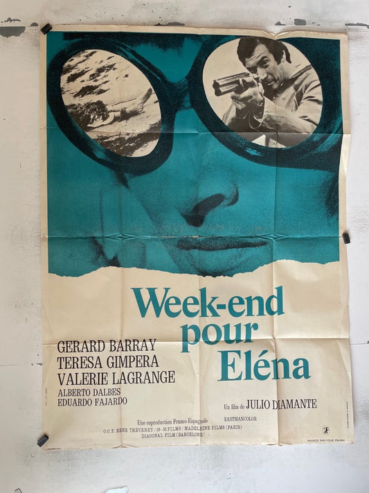 WEEK-END POUR ELÉNA POSTER ORIGINAL 120x160 GERARD BARRAY