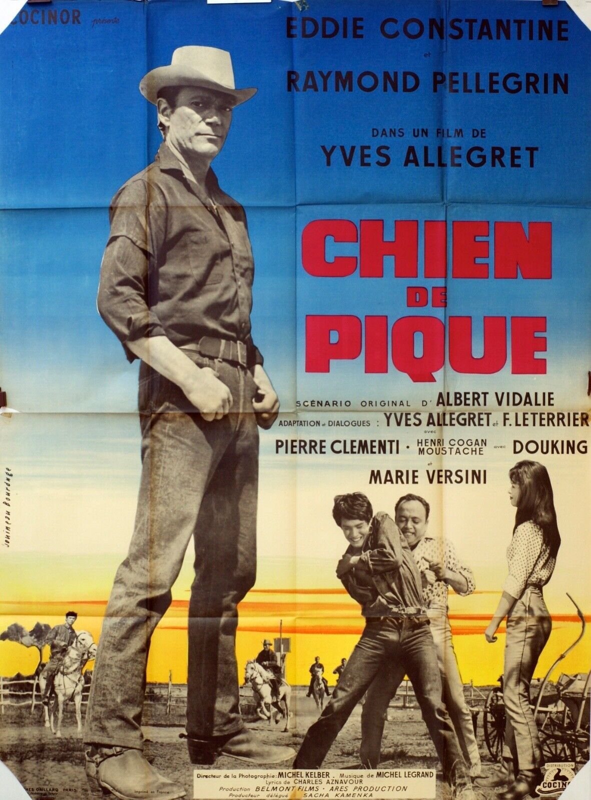 CHIEN DE PIQUE POSTER ORIGINAL 120x160  EDDIE CONSTANTINE