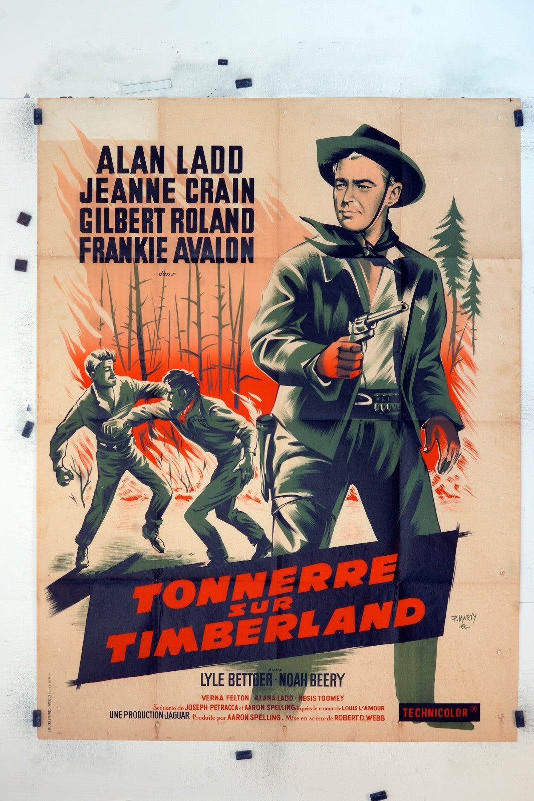 TONNERRE SUR TIMBERLAND ALAN LADD MOVIE POSTER ORIGINAL 120x160