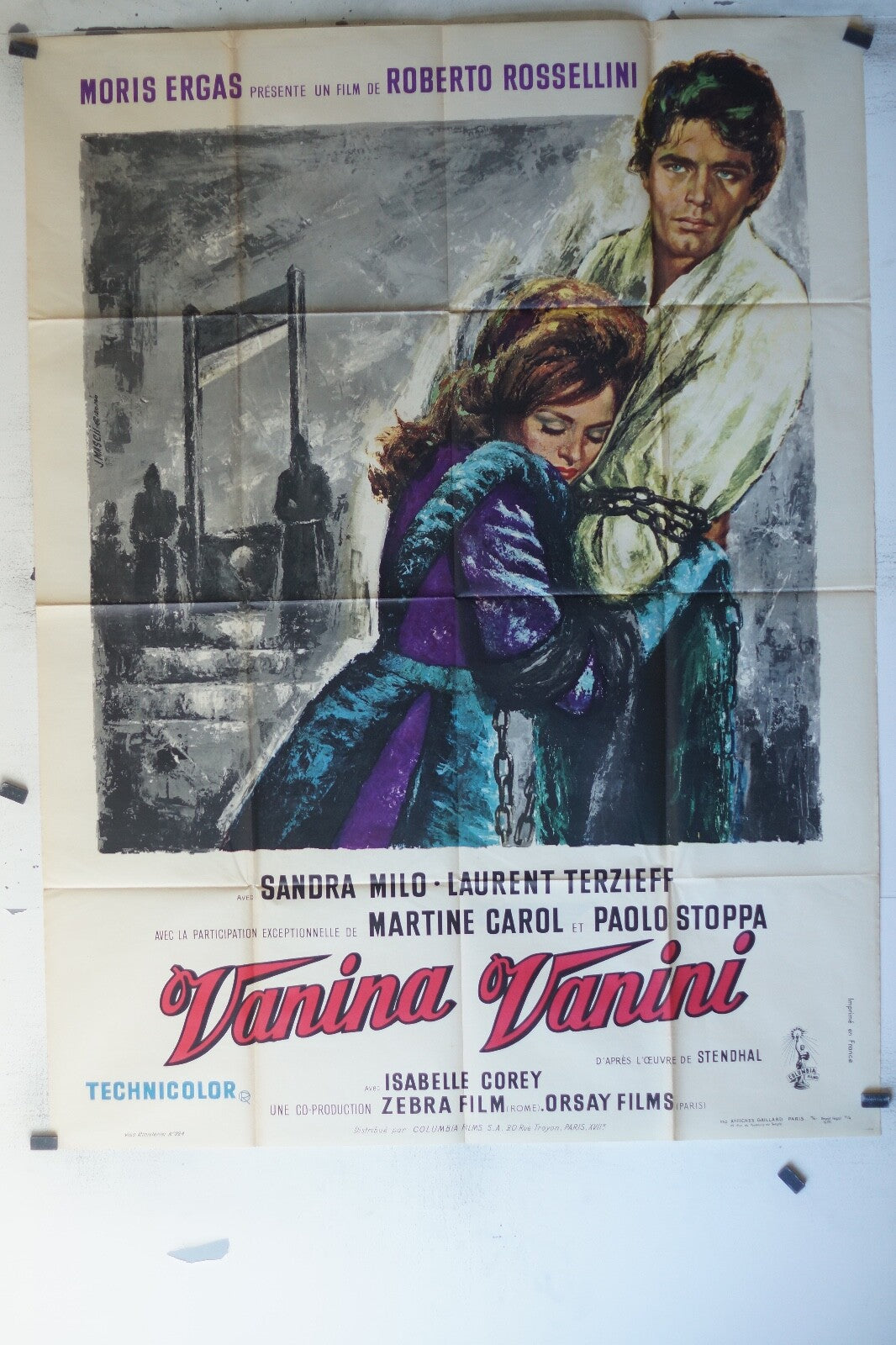 VANINA VANINI MOVIE POSTER ORIGINAL 120x160 Sandra Milo , Laurent Terzieff 