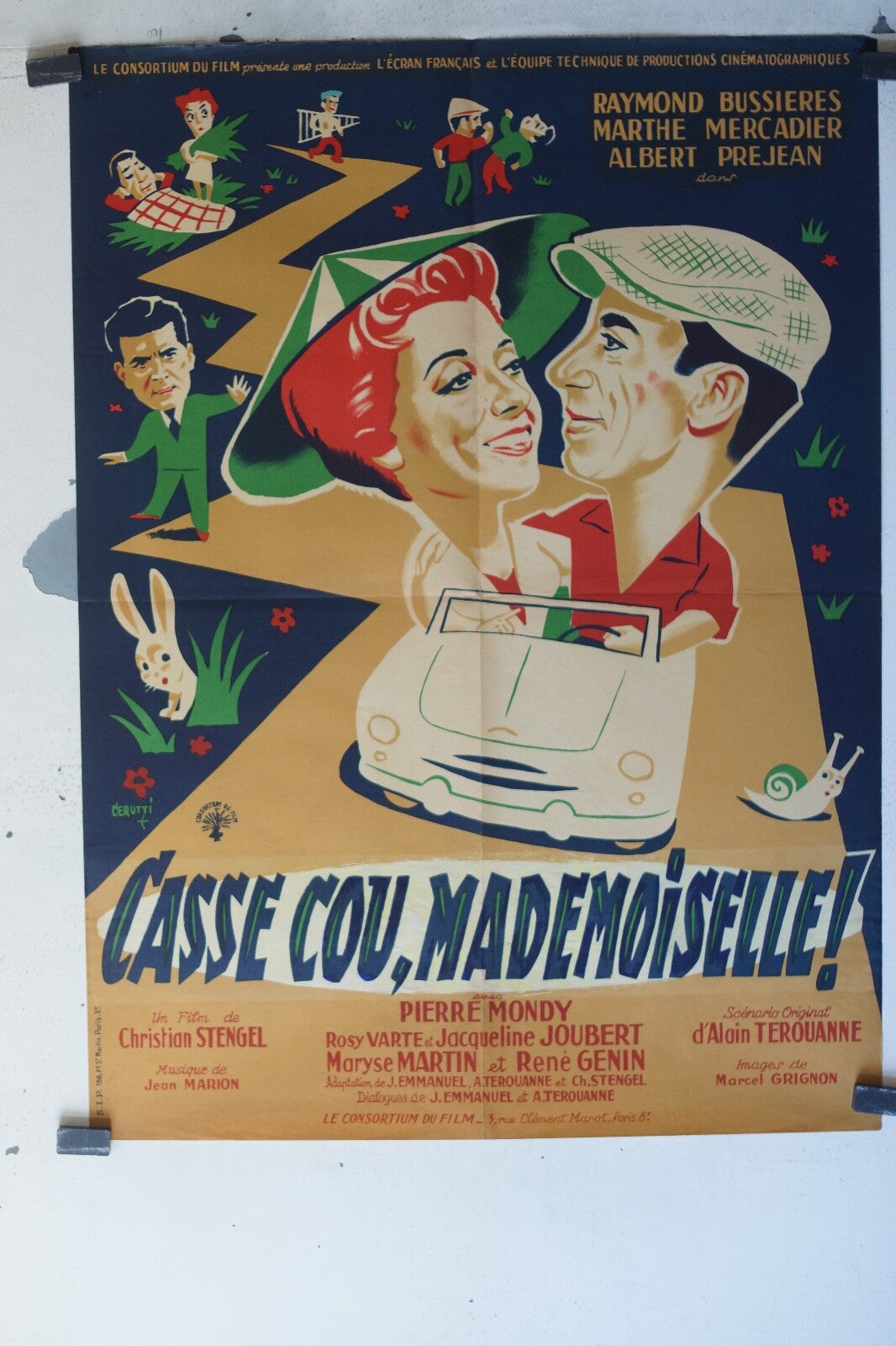 CASSE COU , MADEMOISELLE ! movie poster ORIGINAL 60x80 Raymond Bussières 