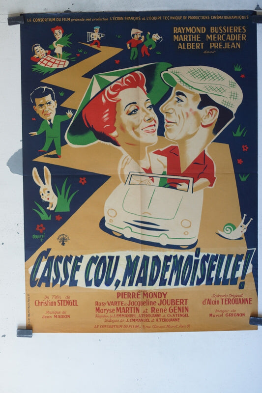 CASSE COU , MADEMOISELLE ! movie poster ORIGINAL 60x80 Raymond Bussières 