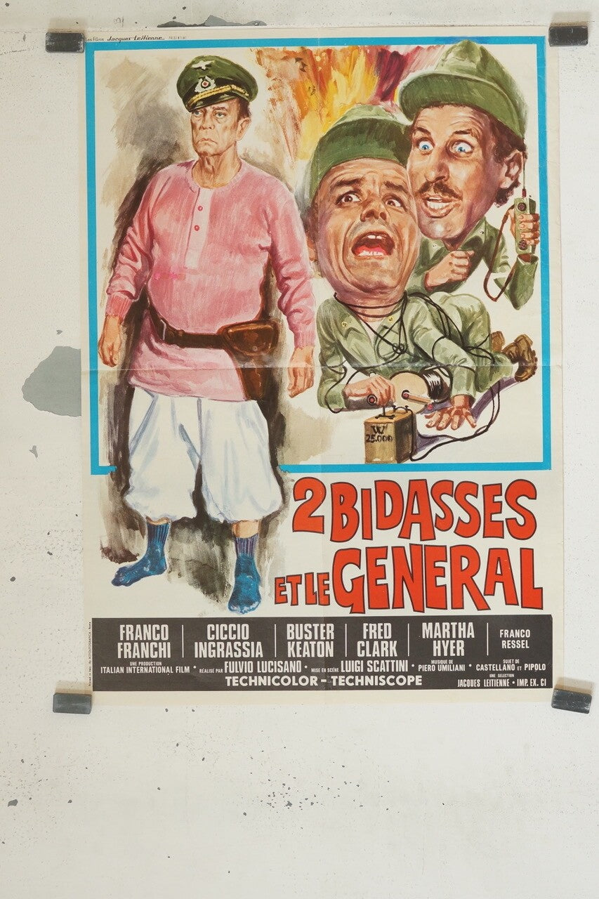 2 BIDASSES ET LE GENERAL MOVIE POSTER ORIGINAL (50X70)FRANCO FRANCHI- CICCIO ING