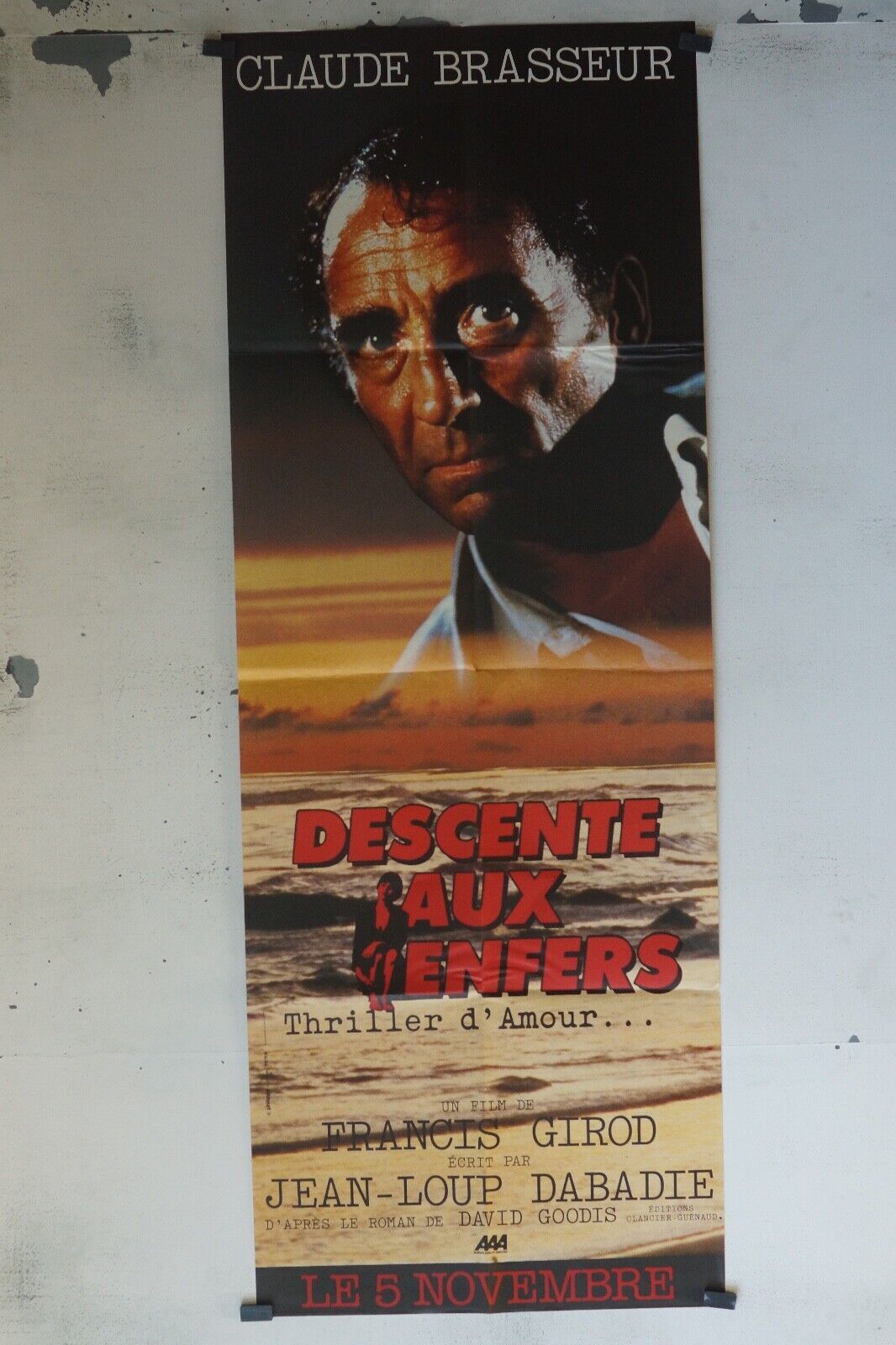 DESCENTE AUX ENFERS POSTER ORIGINAL 60x160 CLAUDE BRASSEUR