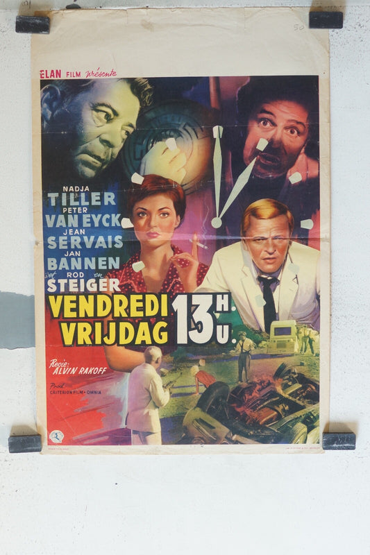 VENDREDI 13H MOVIE POSTER ORIGINAL 53x36 Nadja Tiller , Peter Van eyck 