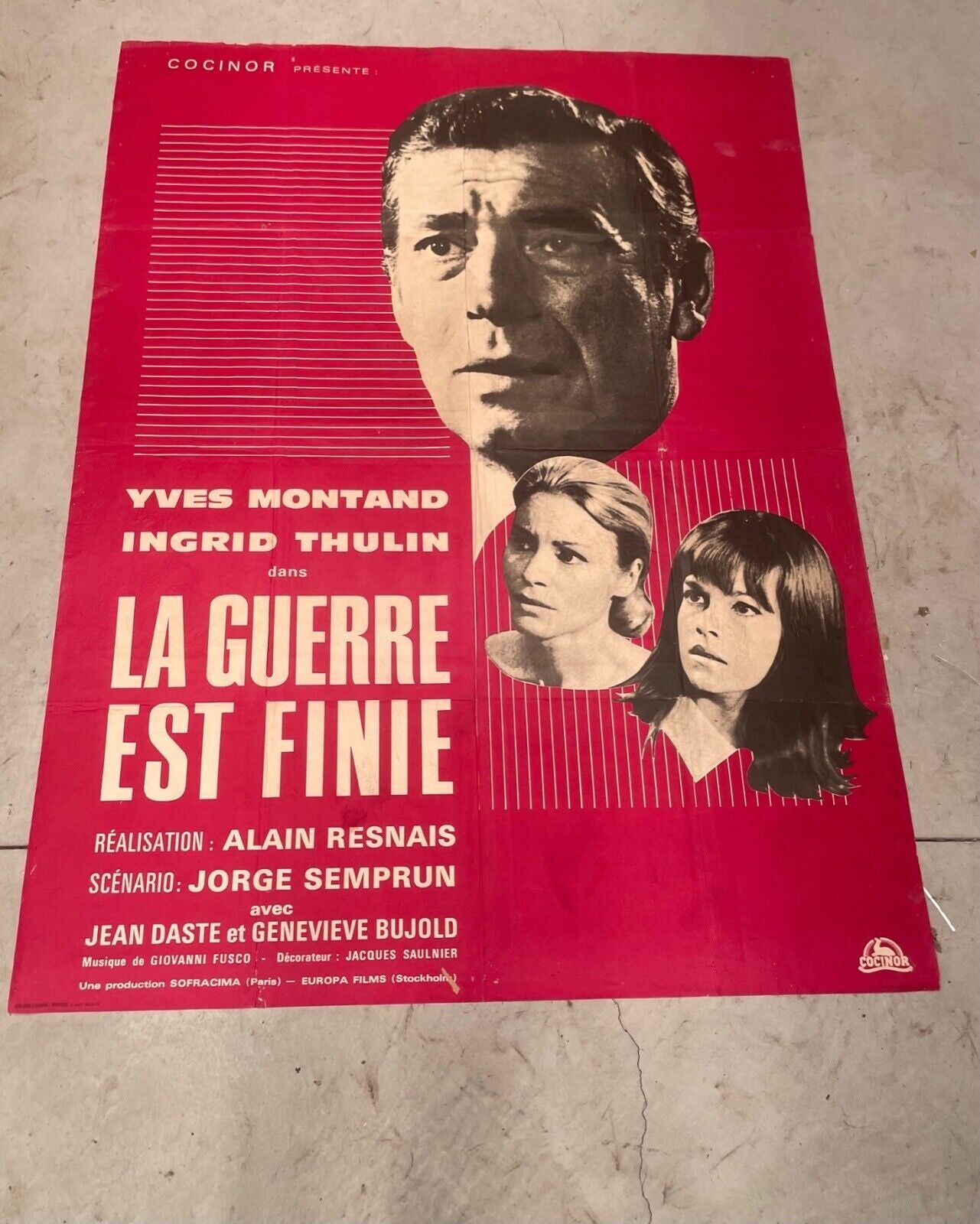 LA GUERRE EST FINIE MOVIE POSTER ORIGINAL (120x160) YVES MONTANT