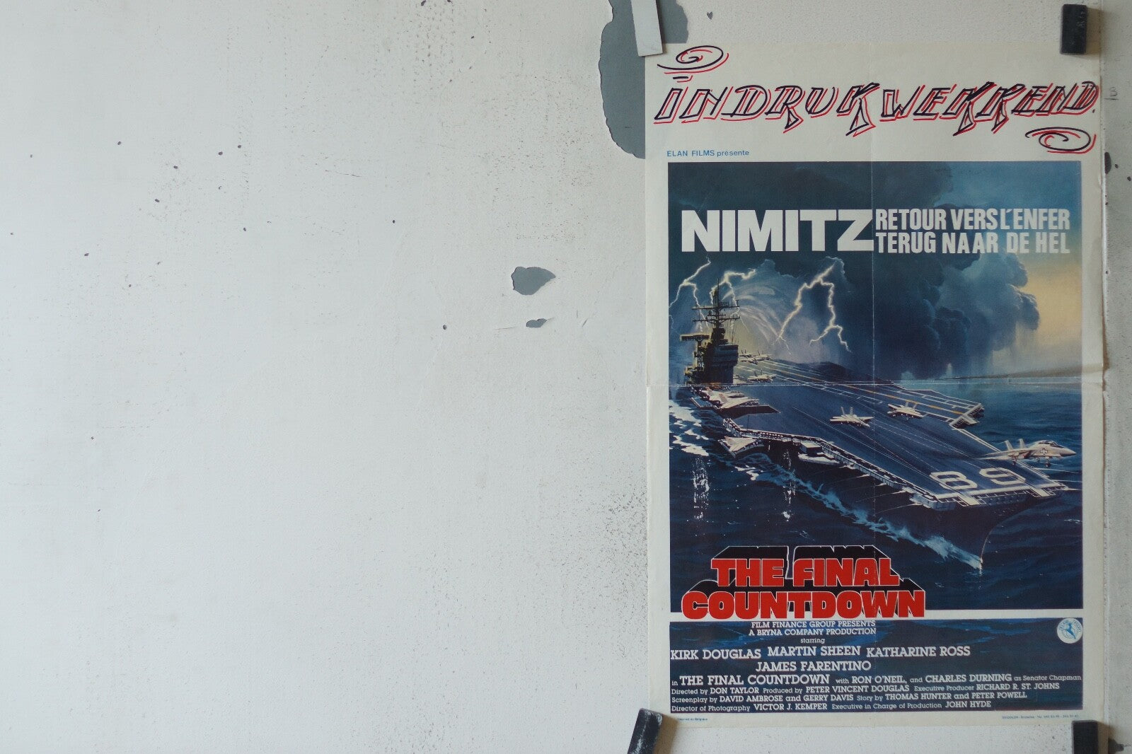 THE FINAL COUNTDOWN BELGE MOVIE POSTER ORIGINAL 55x36 Kirk Douglas