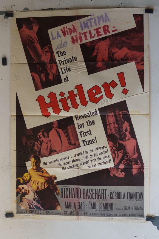 HITLER (1962) ORIGINAL MOVIE POSTER 70x100 RICHARD BASEHART, MARIA EMO